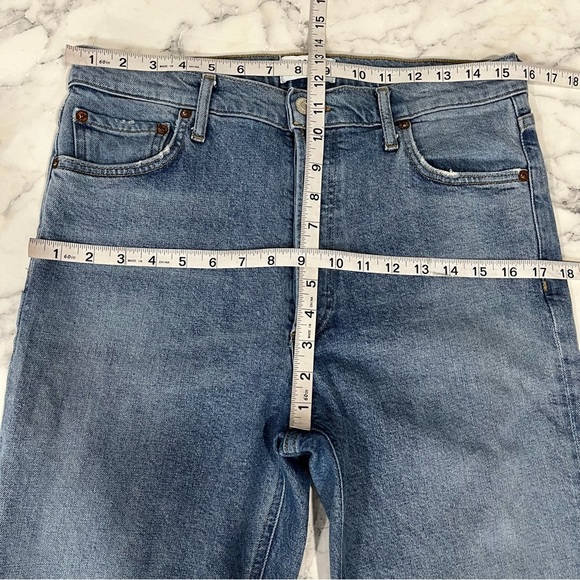 Agolde Nico High-Rise Slim Jeans Raw Hem Button Fly Medium Wash Size 29 - Picture 9 of 14